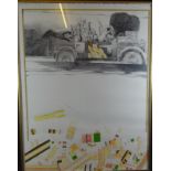 anonyme gr. Lithografie, ger/Glas, RG 66x51 cm