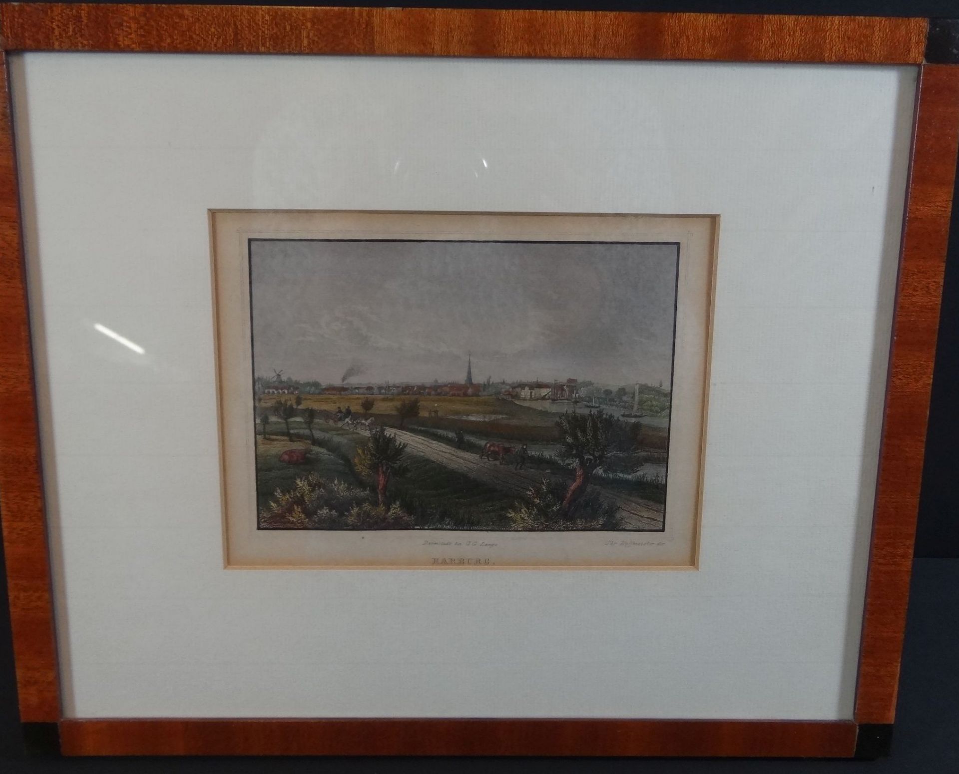 5x Ansichtenstiche um 1840, Hamburg und umzu, koloriert und gut gerahmt, RG je 26x32 cm, - Image 14 of 19