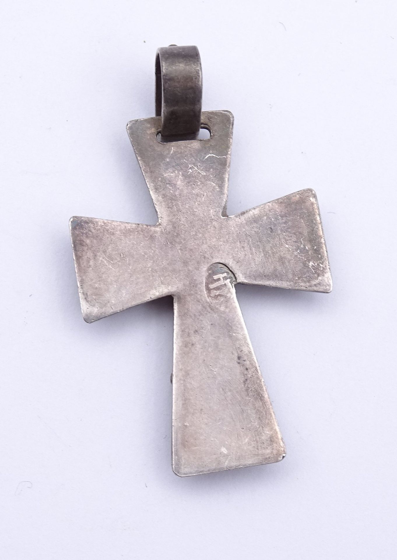 Altes Brustkreuz, Silber, mit roten Steinen, L. 5,0cm, 9,8g. - Bild 3 aus 3