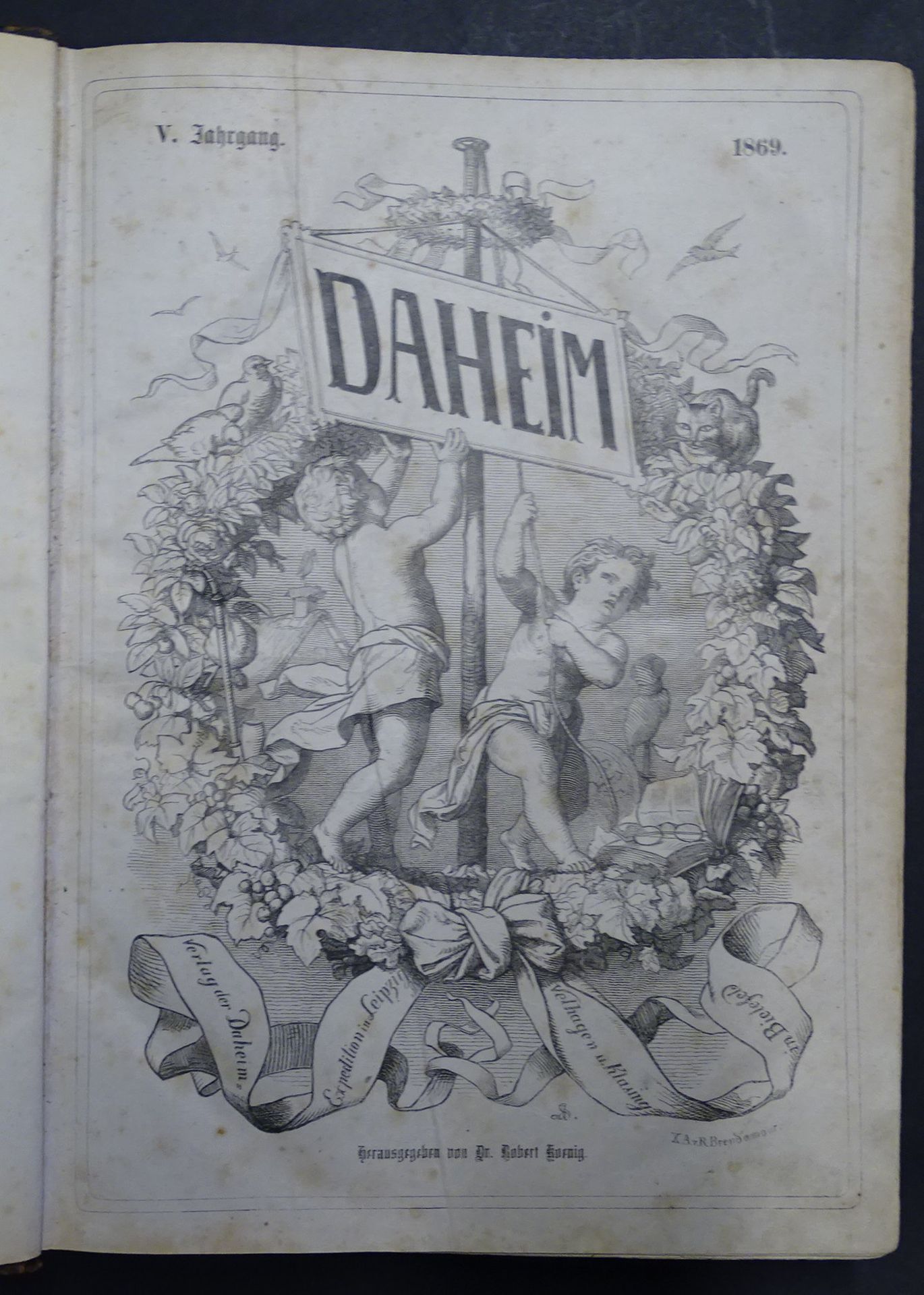 "Daheim" 1869 , Deutsches Familienblatt mit Illustrationen , Alters- und Gebrauchsspuren