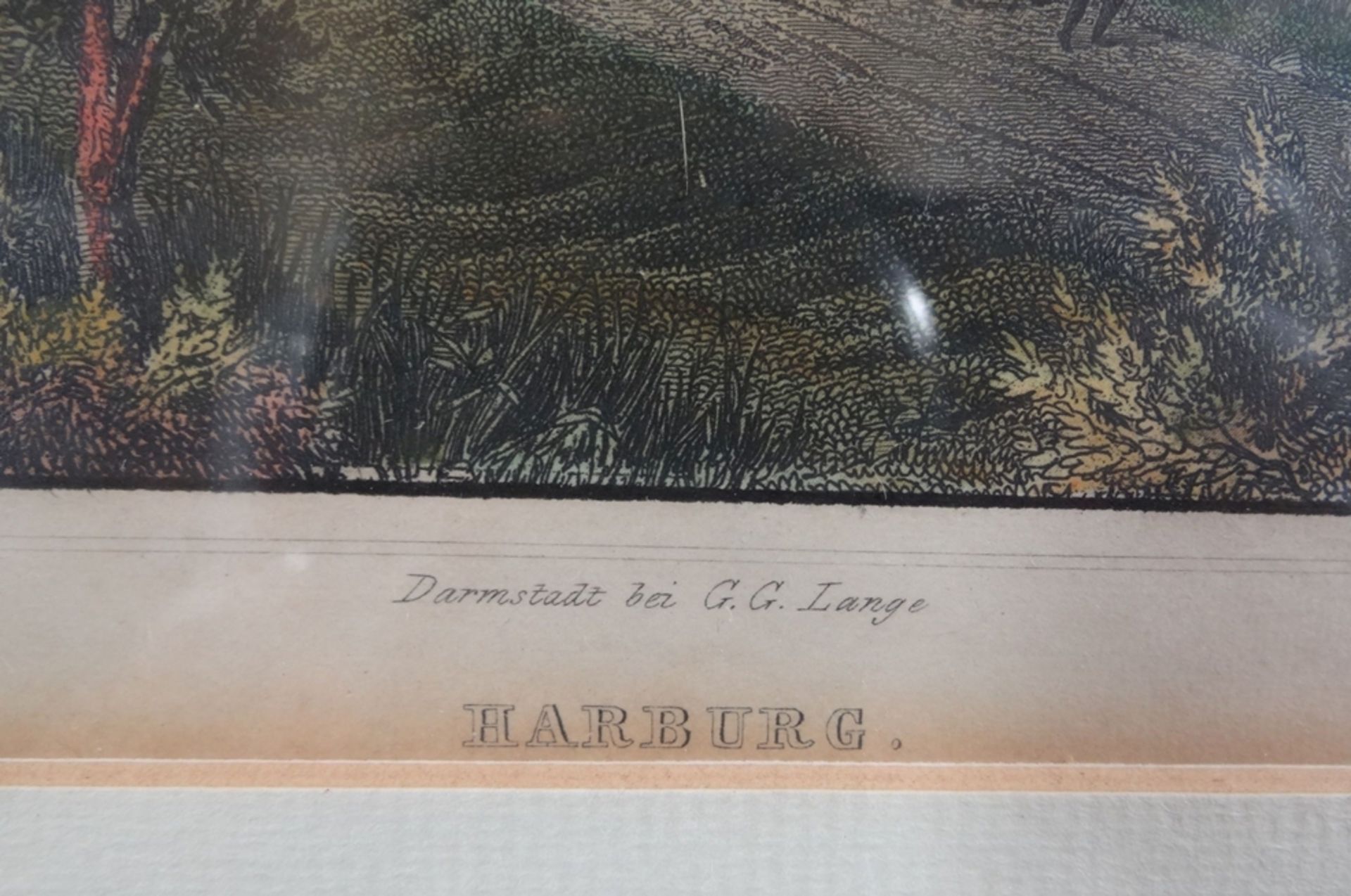 5x Ansichtenstiche um 1840, Hamburg und umzu, koloriert und gut gerahmt, RG je 26x32 cm, - Image 16 of 19