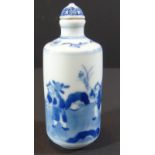 kl. Snuff-Bottle, China, mit Blaumalerei, H-8 cm