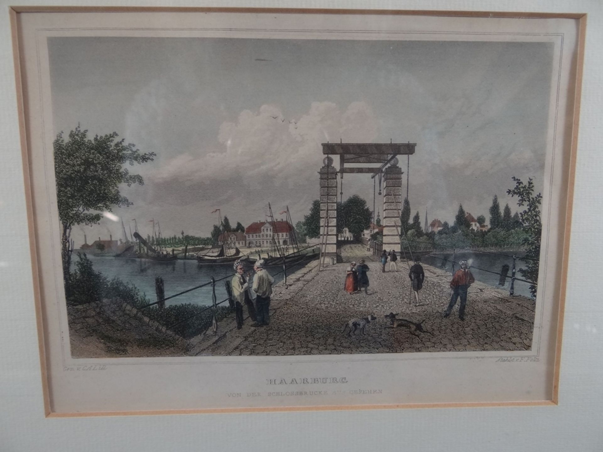 5x Ansichtenstiche um 1840, Hamburg und umzu, koloriert und gut gerahmt, RG je 26x32 cm, - Image 12 of 19
