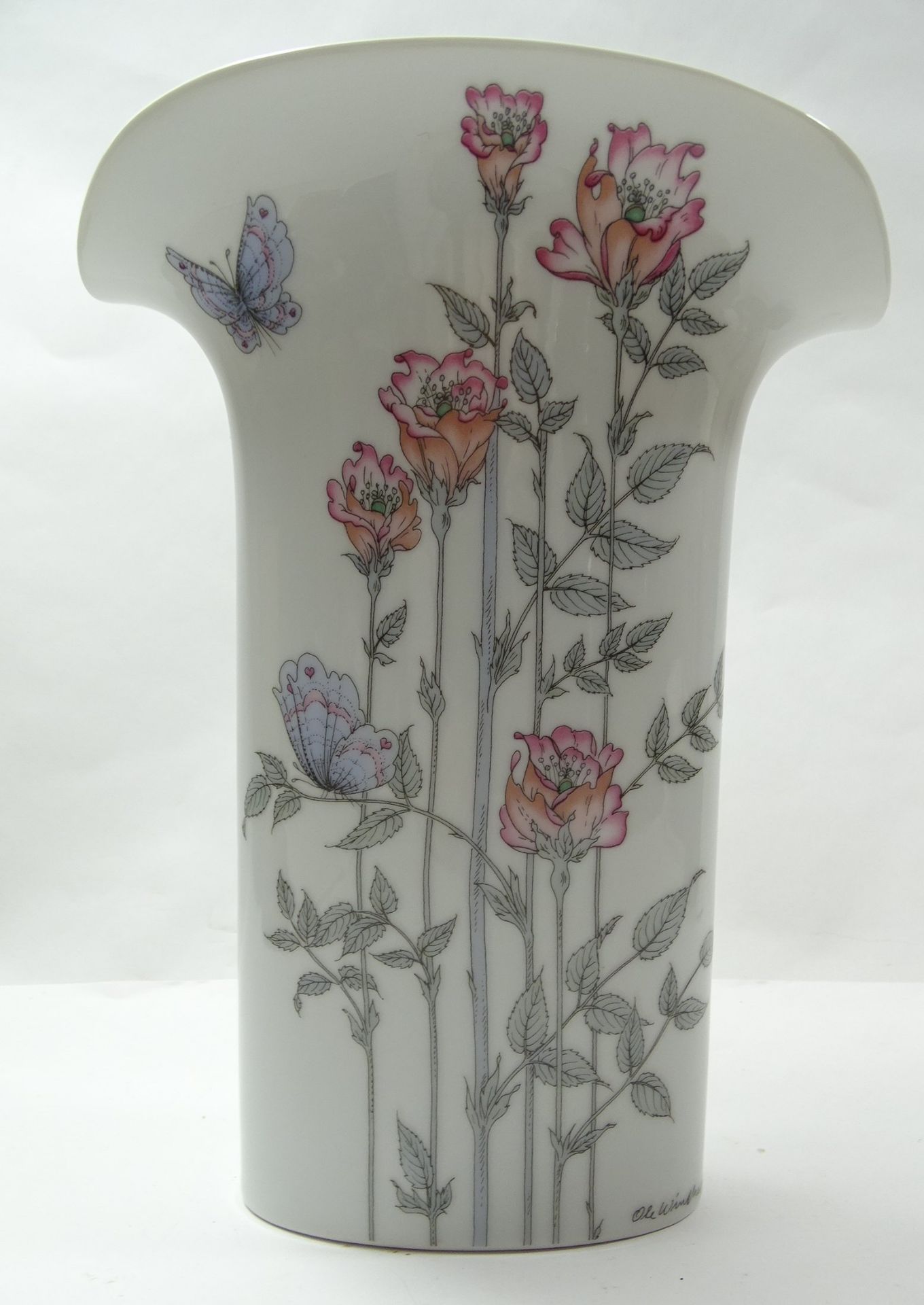 Vase mit floraler Bemalung, Hutschenreuther, H. 23,8 cm - Bild 2 aus 6