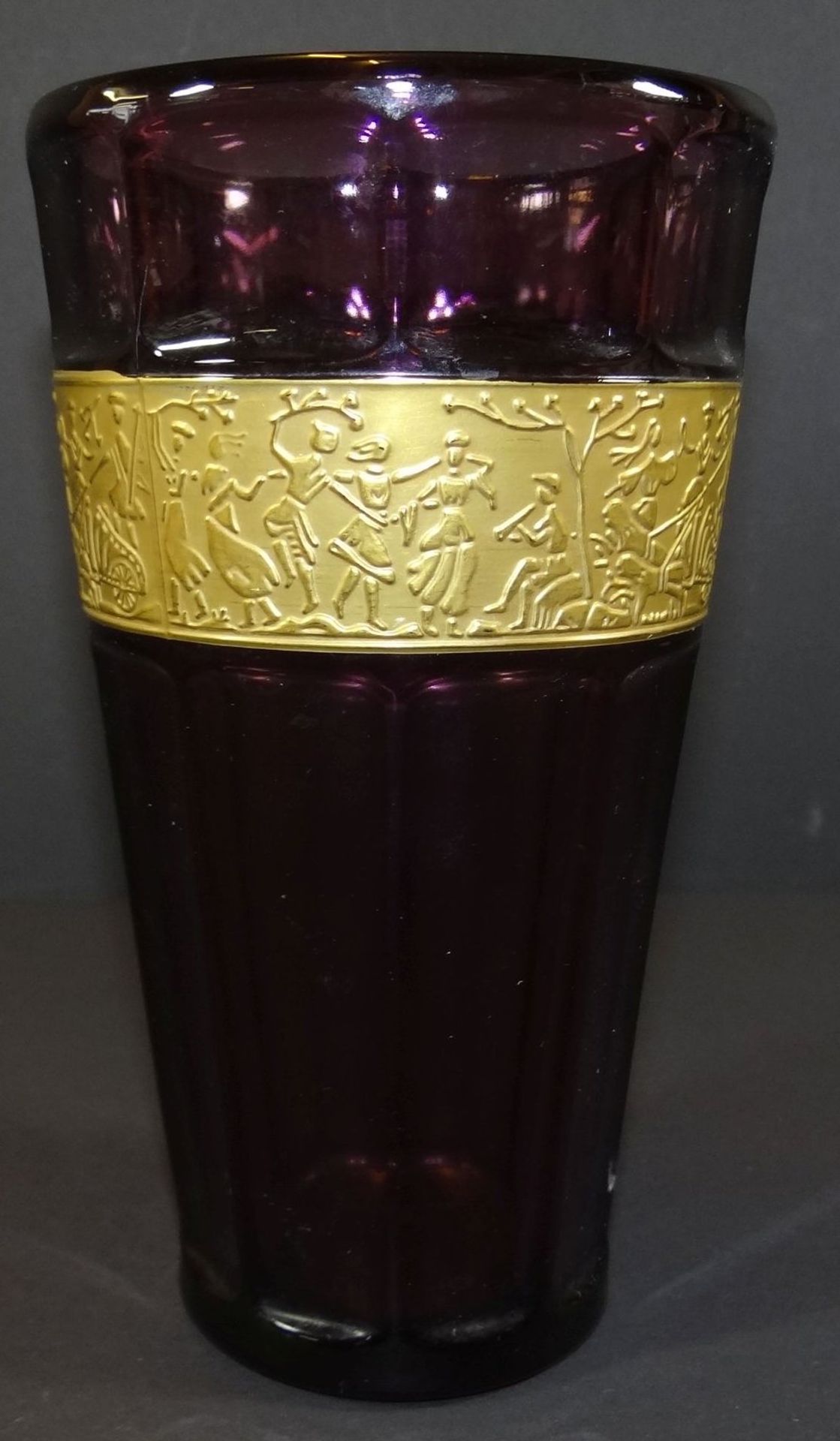 lila Vase mit Golddekor umlaufend, H-17 cm - Bild 2 aus 4