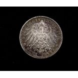 Drei Mark 1910 Deutsches Reich Wilhelm II Deutscher Kaiser König v. Preussen A, D. 33mm, 16,59g.