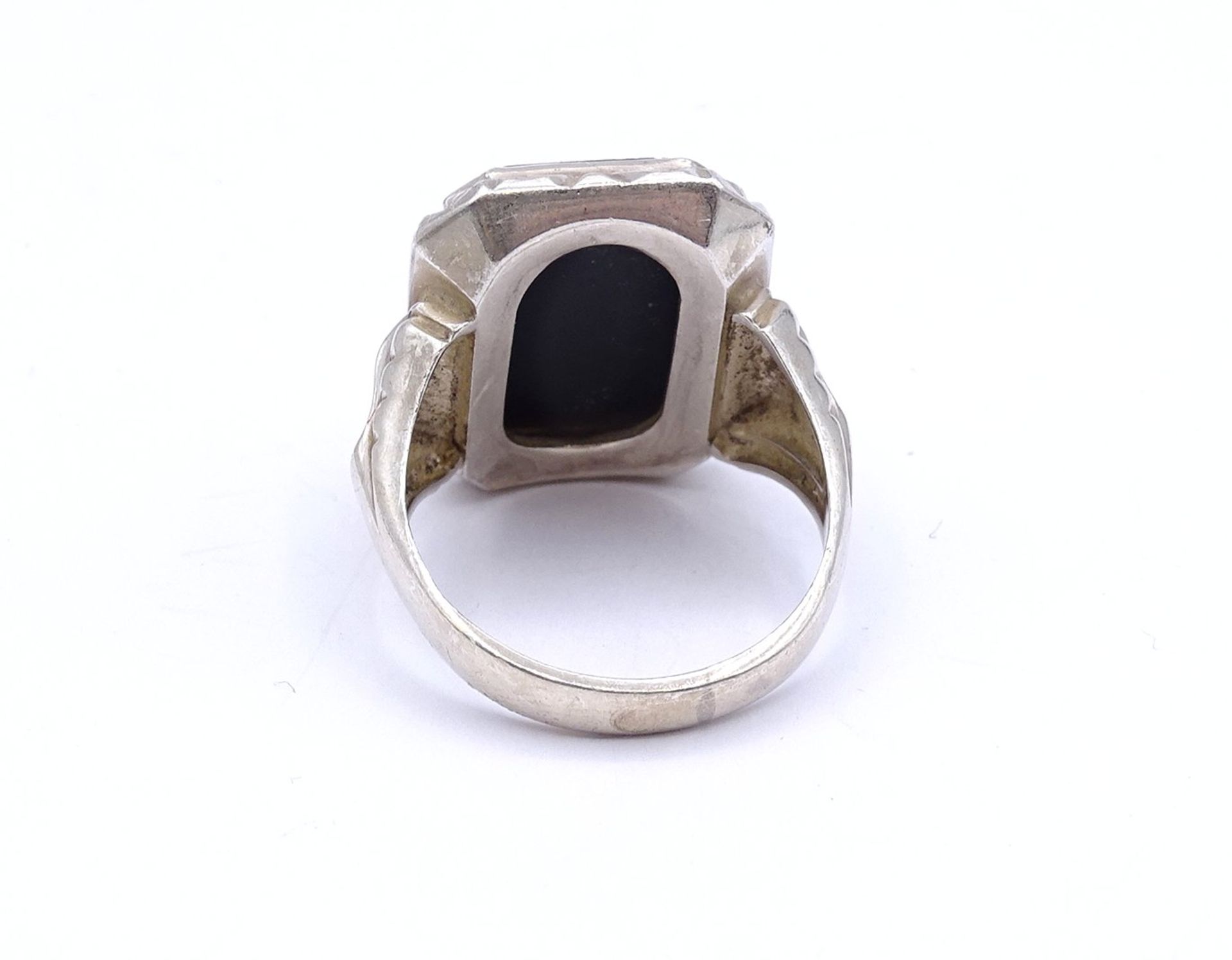 Herren Silber Ring mit schwarzer Platte, 0.835, 11g., RG 56/66 - Bild 3 aus 3