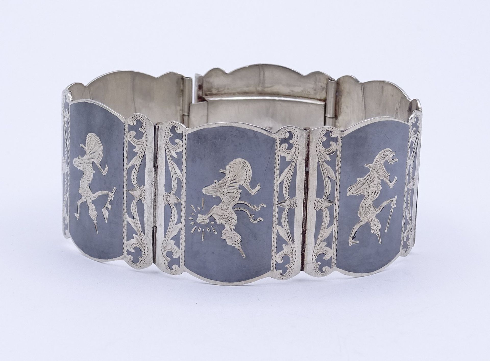 Siam Armband Sterling Silber 0.925 L. 17,5cm, B. 33mm, 45,6g.,