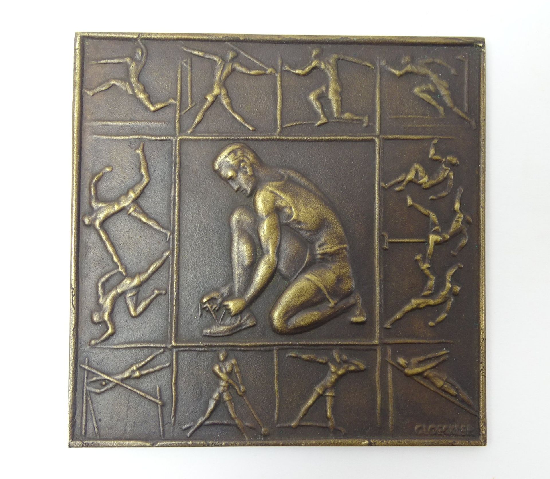 Siegerauszeichnung 12. Brandenburger Hallensportfest 1933, Bronze, Entwurf v. Oskar Glöckler,