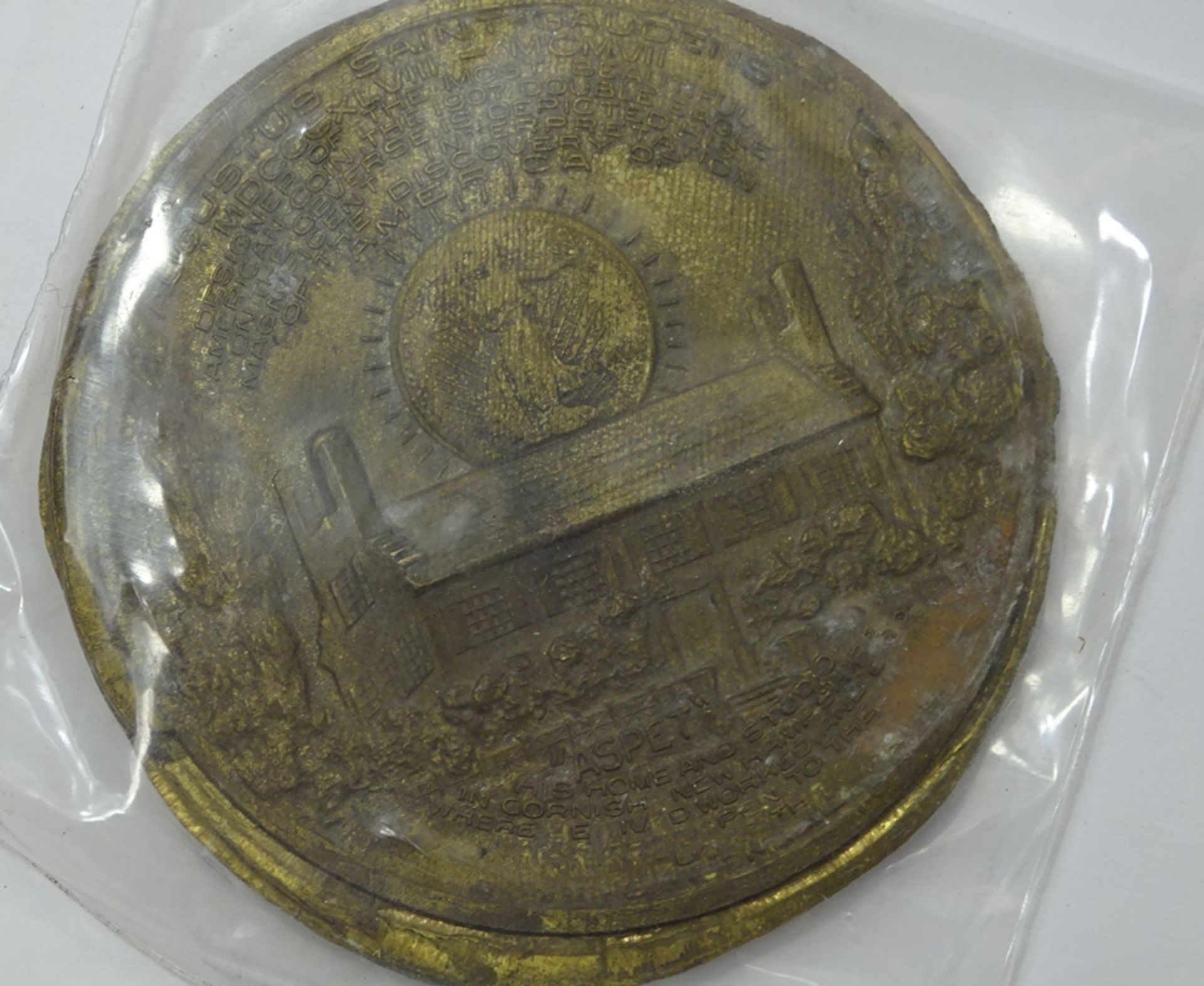 Bronzemedaille Augustus Saint-Gaudens, World´s Columbian Exposition, Bronze, Ø ca. 8,2 cm, Reproduk - Bild 3 aus 6