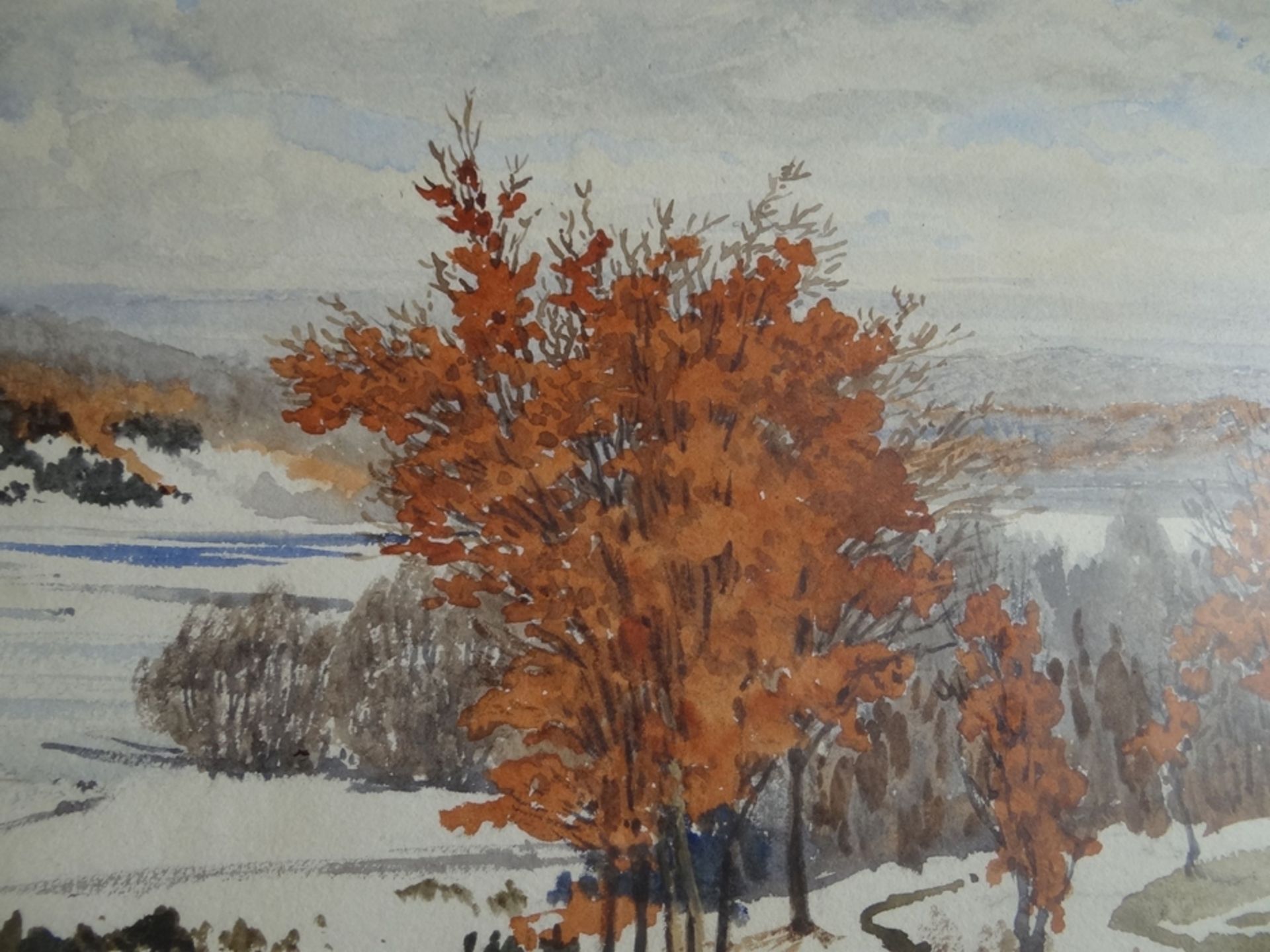 Otto WESTPHAL (1878-1975) "Winterlandschaft" Aquarell,  Reinbek, 18.2(18)97 links betitelt, verso d - Bild 4 aus 12