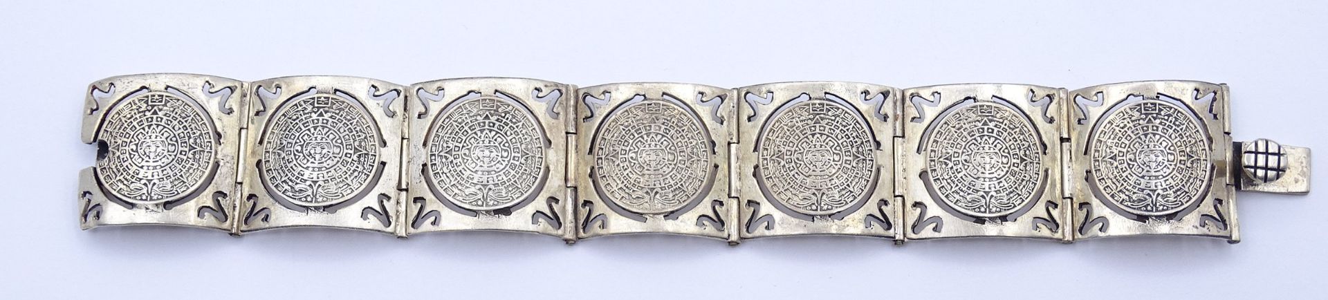 Silber Armband, Mexico, Sterling Silber, L. 17,5cm, B. 24mm, 42,2g., - Bild 3 aus 4