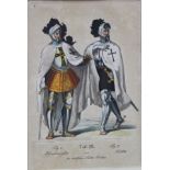 handcolorierter Stich, Hochmeister und Ritter des deutschen Ritter Ordens,wohl um 1800ungerahmt in 