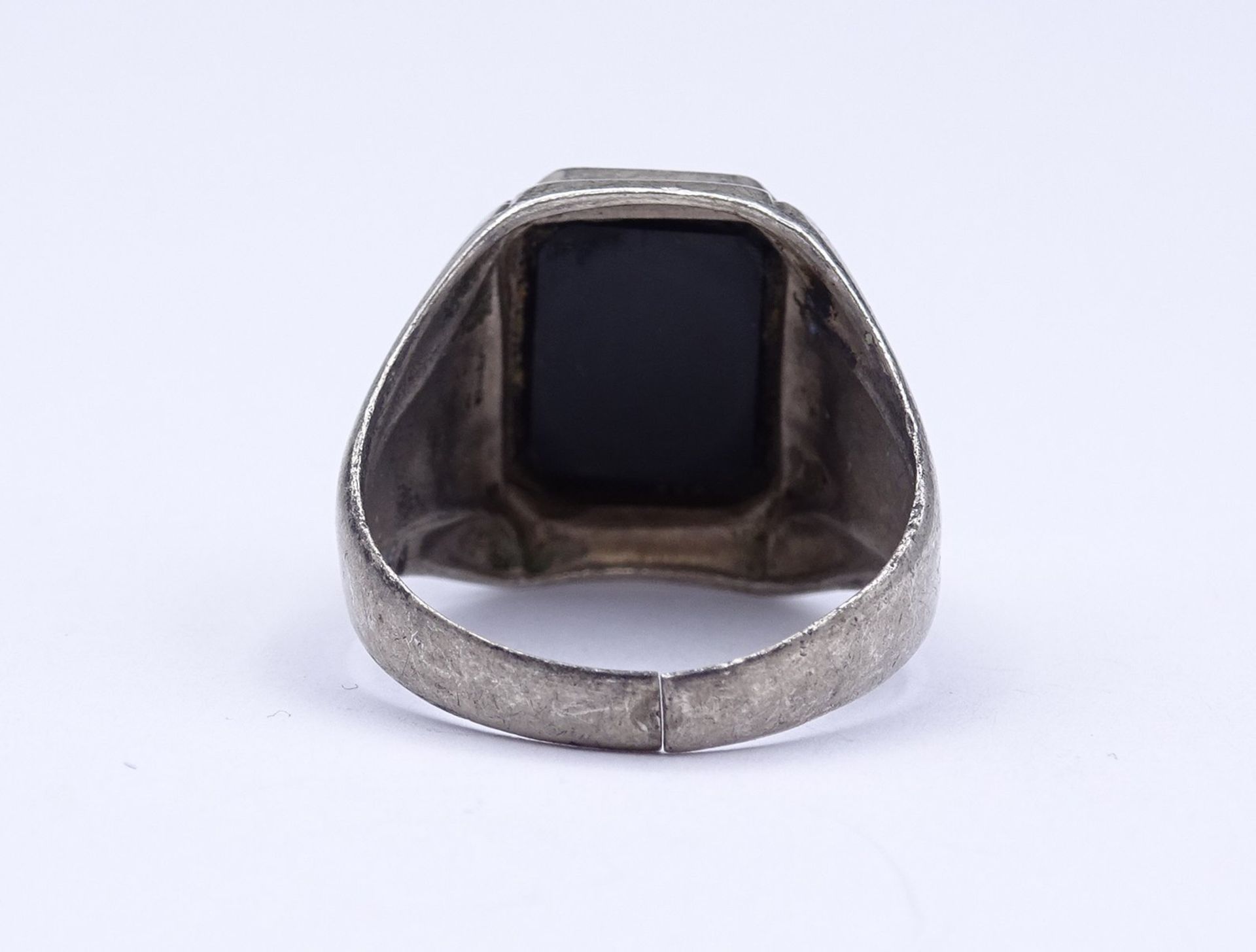 Silber Ring mit einen schwarzen Stein, Silber gepr. Ringschiene gebrochen, 6g., RG 61 - Bild 4 aus 4