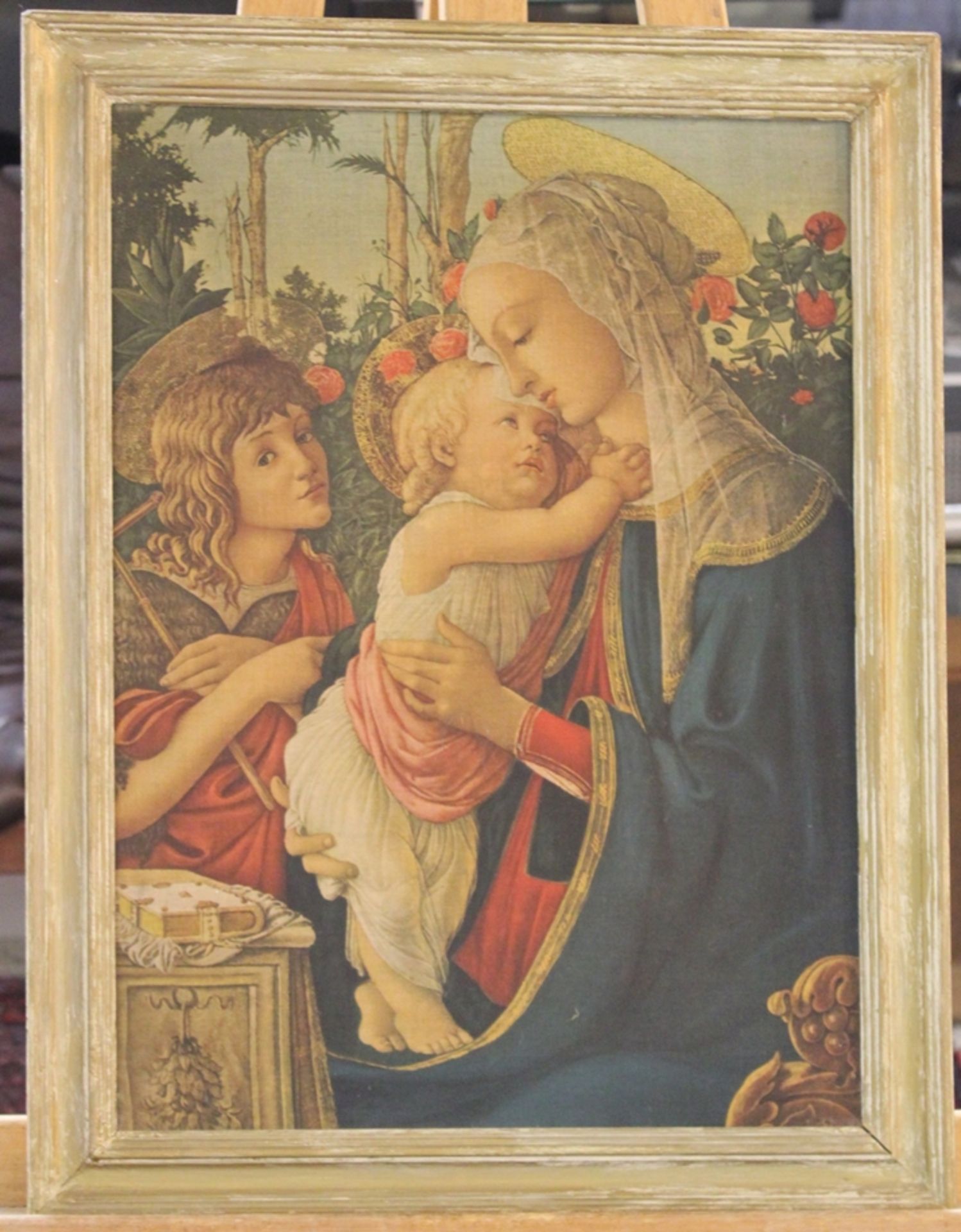 Kunstdruck nach Botticelli, Madonna, älter, gerahmt, RG 60 x 46cm. - Bild 2 aus 4