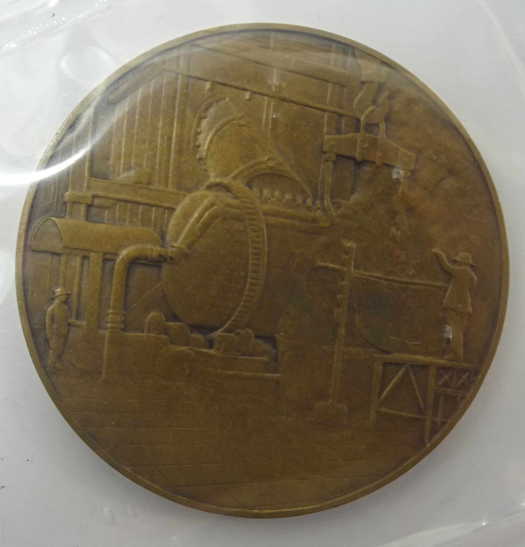 Bronzemedaille Hauptversammlung Gesellschaft Deutscher Metallhütten, Hamburg 1928, Entwurf v. Kühl, - Bild 2 aus 2