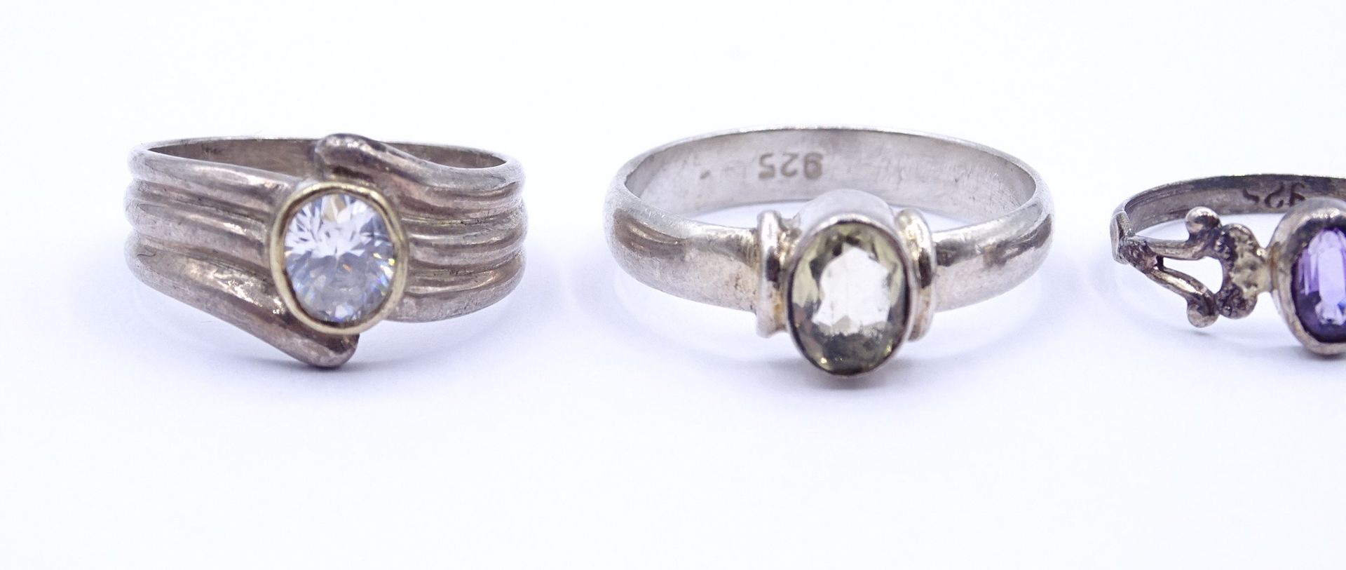 4 Silber Ringe mit Edelsteinen, Sterling Silber 0.925, zus. 8,3g. - Bild 4 aus 5