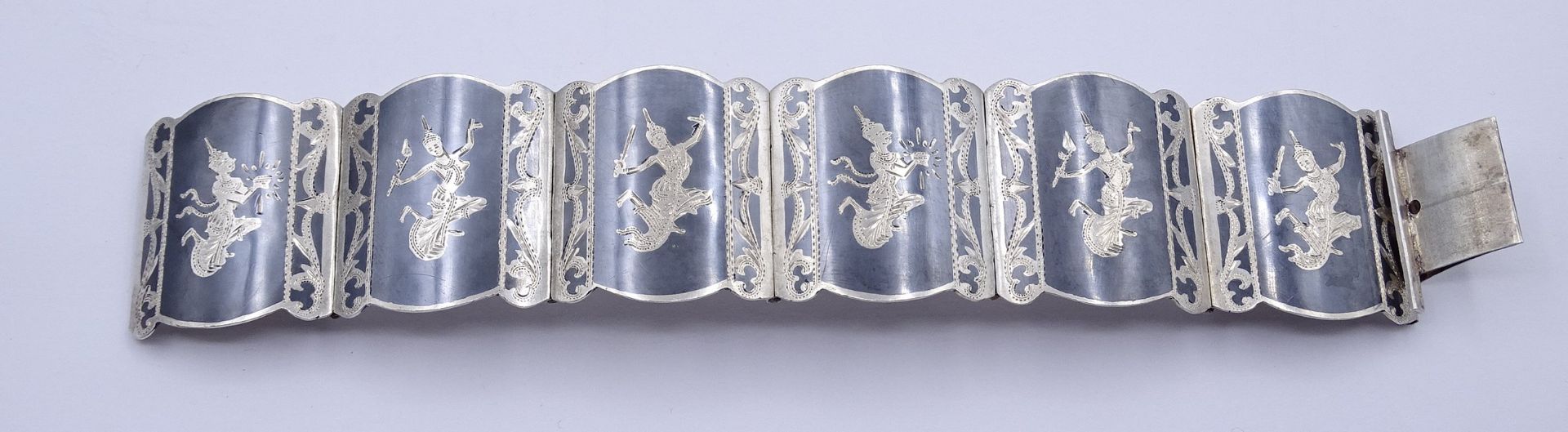 Siam Armband Sterling Silber 0.925 L. 17,5cm, B. 33mm, 45,6g., - Bild 5 aus 5