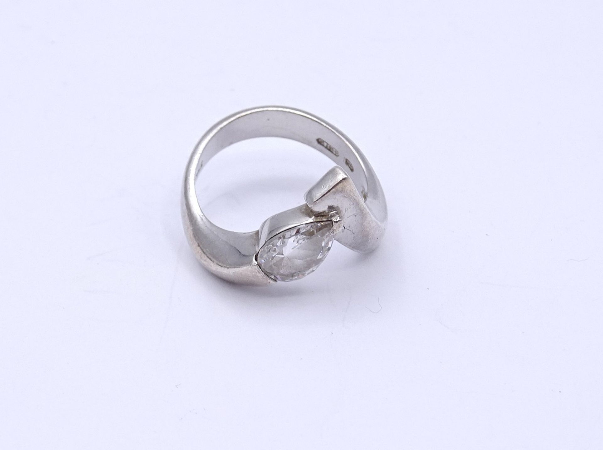 Sterling Silber Ring mit einen klaren Stein, 0.925, 5,0g., RG 54 - Bild 2 aus 3