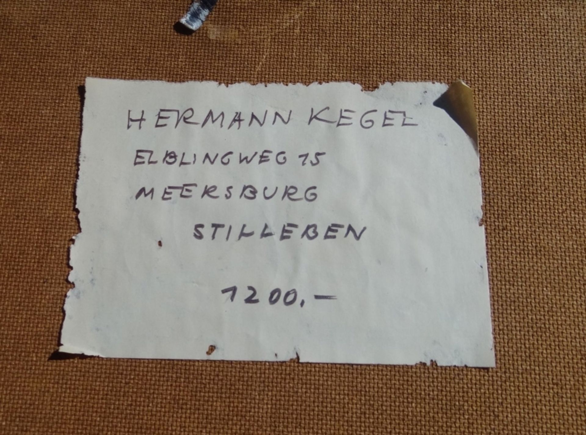 Hermann KEGEL (1913-2004) "Stilleben mit Tonflaschen" Öl/Leinen, auf Malfaser geklebt, MG 33x44 cm, - Bild 4 aus 4