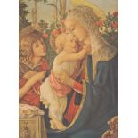 Kunstdruck nach Botticelli, Madonna, älter, gerahmt, RG 60 x 46cm.