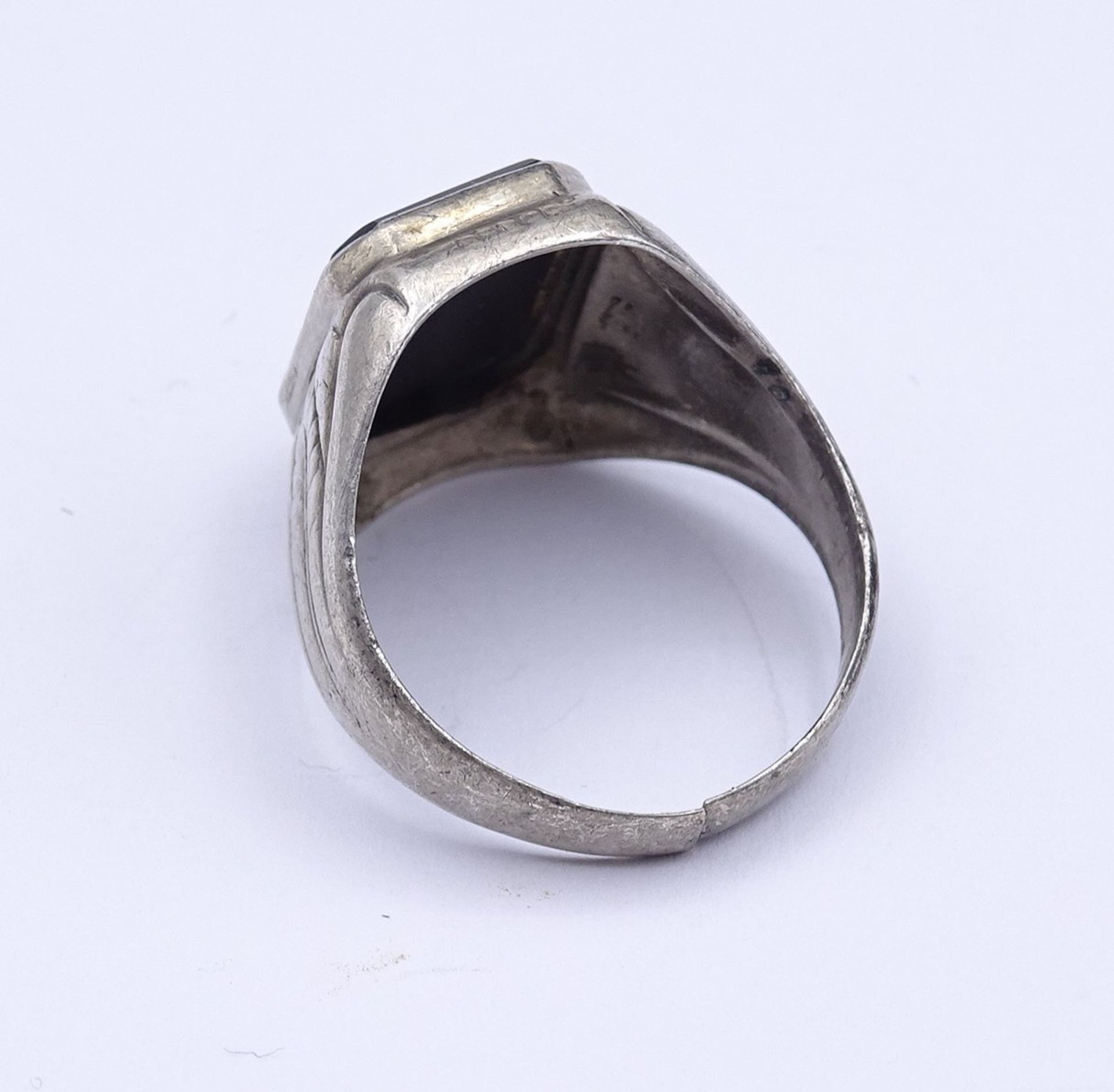 Silber Ring mit einen schwarzen Stein, Silber gepr. Ringschiene gebrochen, 6g., RG 61 - Bild 3 aus 4