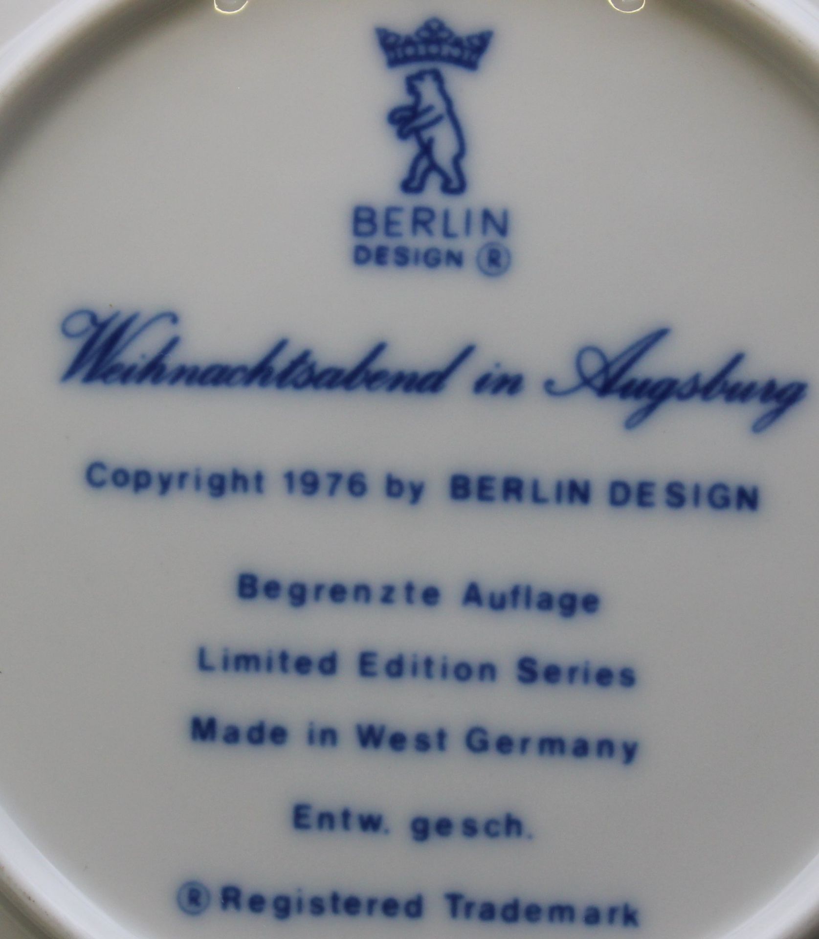 7x Weihnachtsteller, Berlin Design, 1976, 1980, 1981, 1982, 1983, 1987, 1996, je D-19,5cm. - Bild 3 aus 3