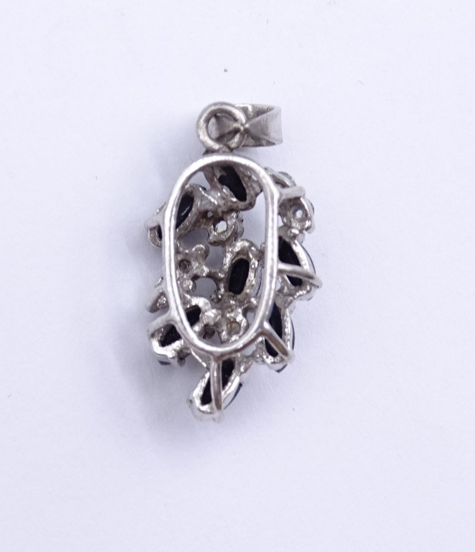 925er Silber Anhänger mit Saphiren, L. 2,7cm, 2,4g. - Bild 3 aus 3