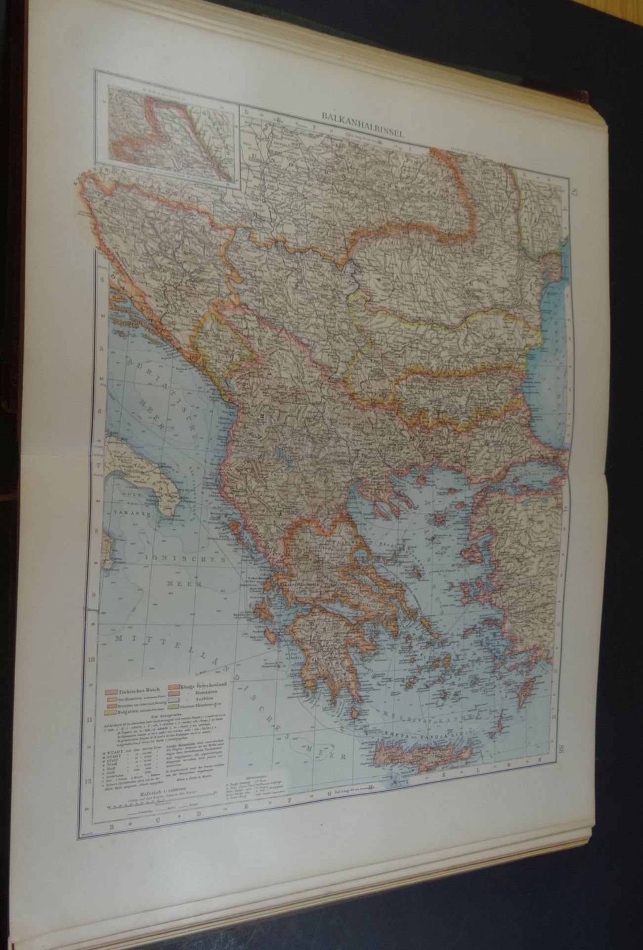 Andrees Handatlas, 3.Auflage 1896, Buchrücken beschädigt und Deckel lose, 45x30 cm - Bild 7 aus 11