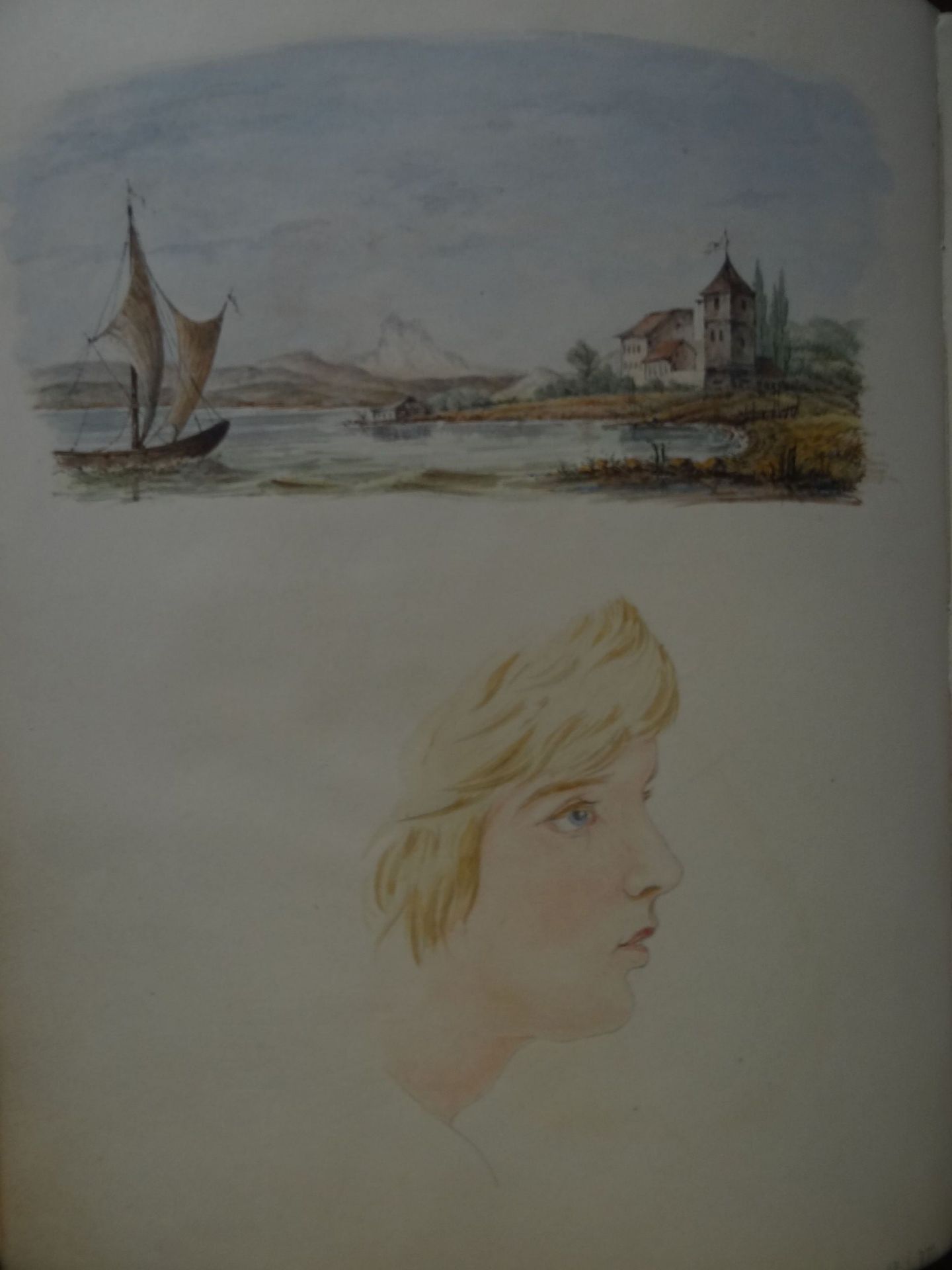 Friedrich Wilhelm Obermüller (1806-1882) Skizzenbuch voller Aquarellen,  nicht bis zum Ende ausgema - Bild 3 aus 15
