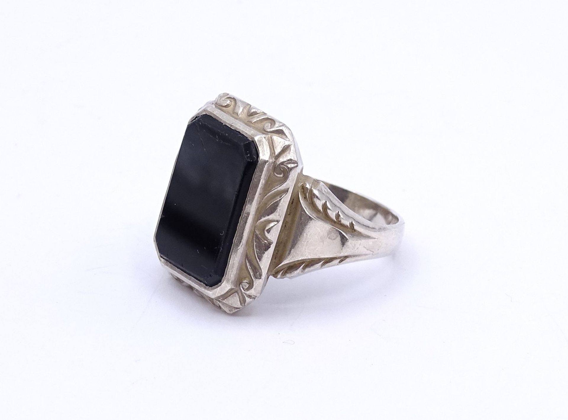 Herren Silber Ring mit schwarzer Platte, 0.835, 11g., RG 56/66 - Bild 2 aus 3