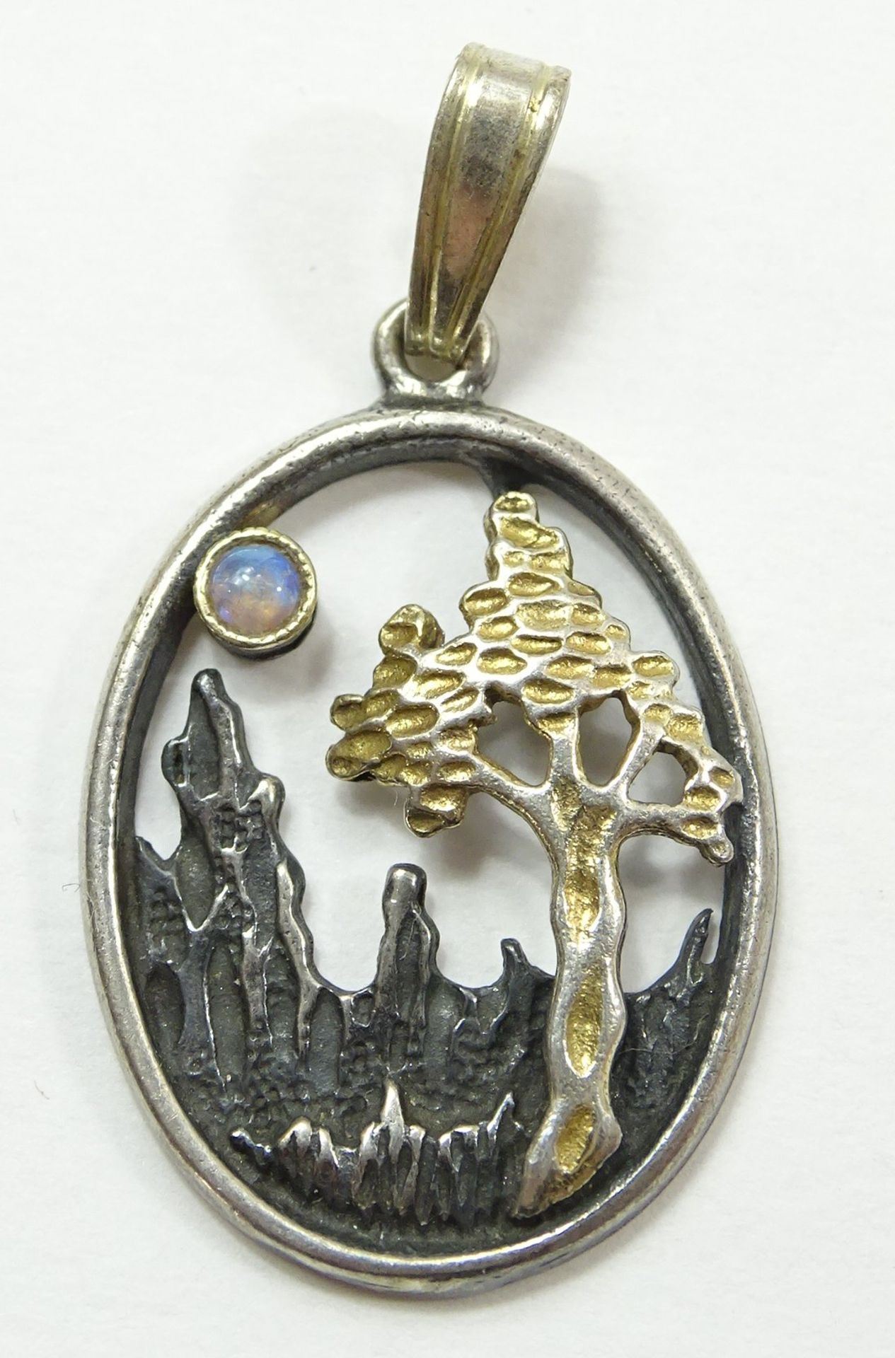 Silberanhänger "Baum", 925/000, mit kleinem Opalcabochon, L. 3,2 cm, 2 gr., leichte Altersspuren - Bild 2 aus 4