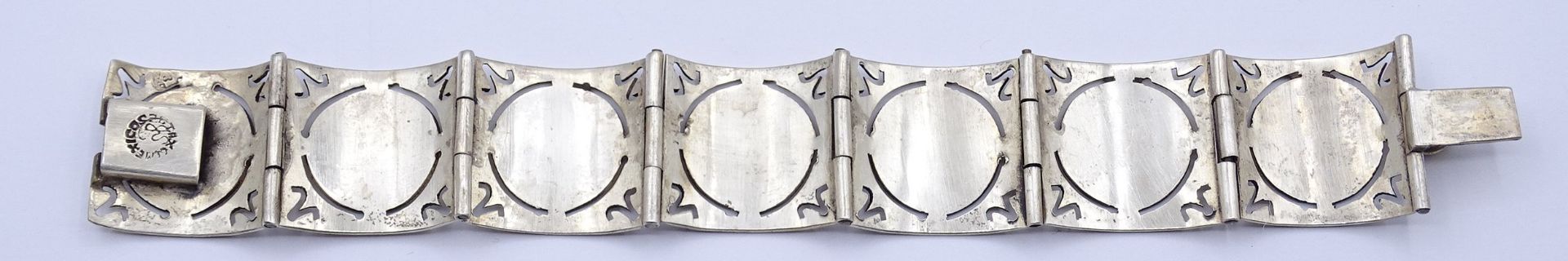 Silber Armband, Mexico, Sterling Silber, L. 17,5cm, B. 24mm, 42,2g., - Bild 4 aus 4