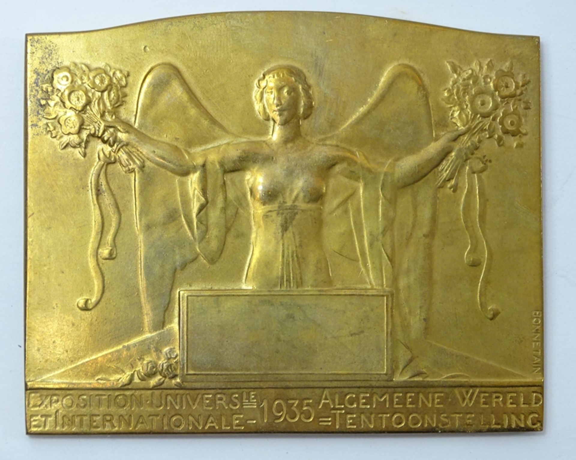 Medaille Exposition universelle et internationale 1935, Brüssel, Entwurf: A. Bonnetain, Bronze, 8 x