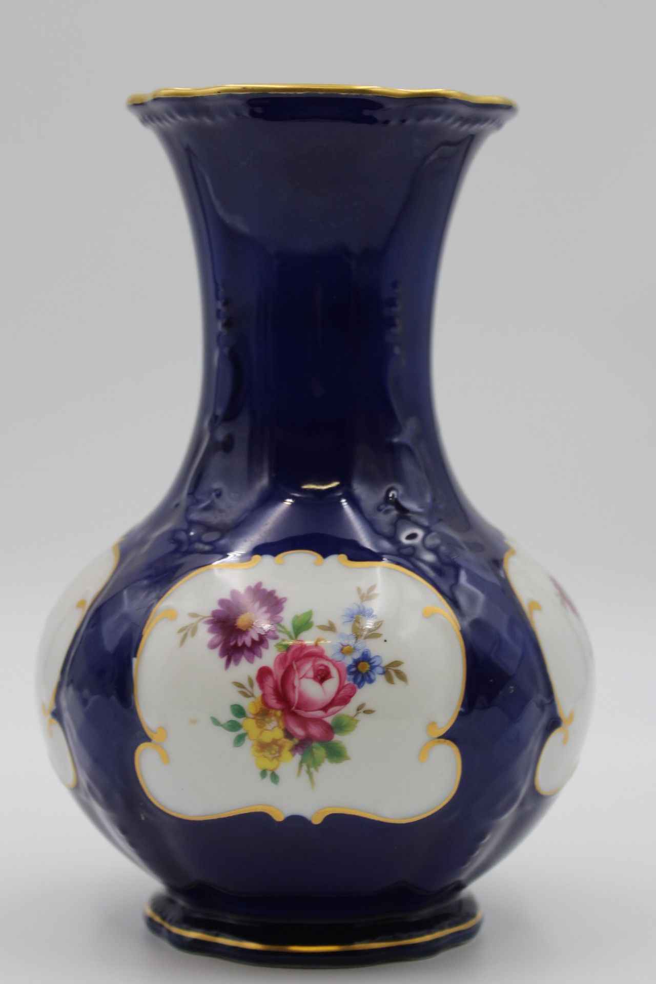 Vase, Seltmann Weiden, Kobalt, Blumendekor, H-21,5cm.