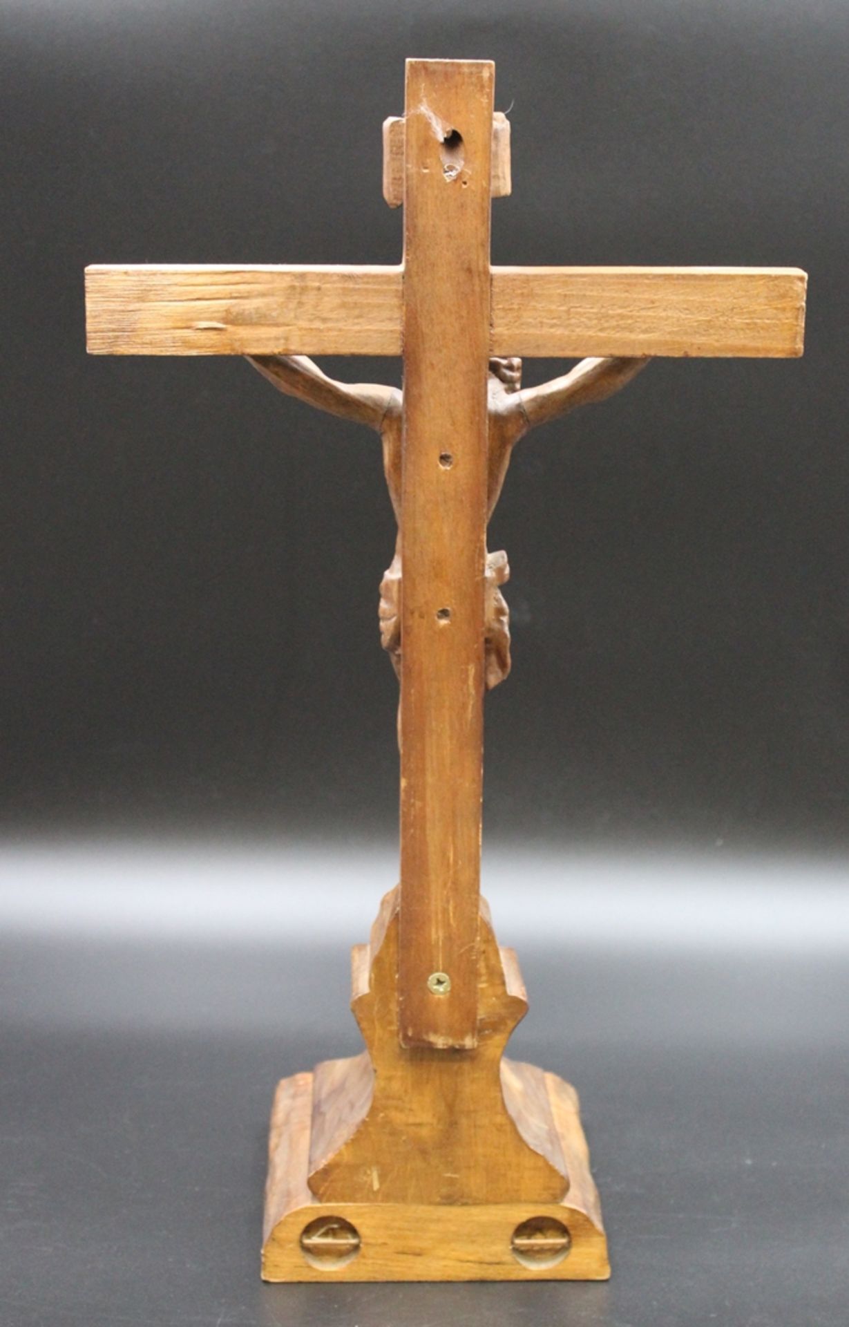 Tischkruzifix, feine Arbeit, Holz, älter, H-48cmnB-25,5cm. - Bild 3 aus 3