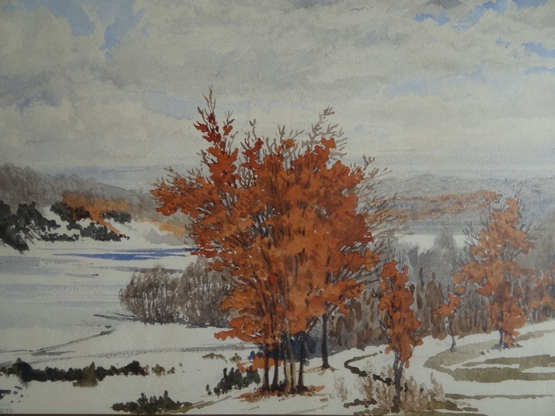 Otto WESTPHAL (1878-1975) "Winterlandschaft" Aquarell,  Reinbek, 18.2(18)97 links betitelt, verso d - Bild 2 aus 12