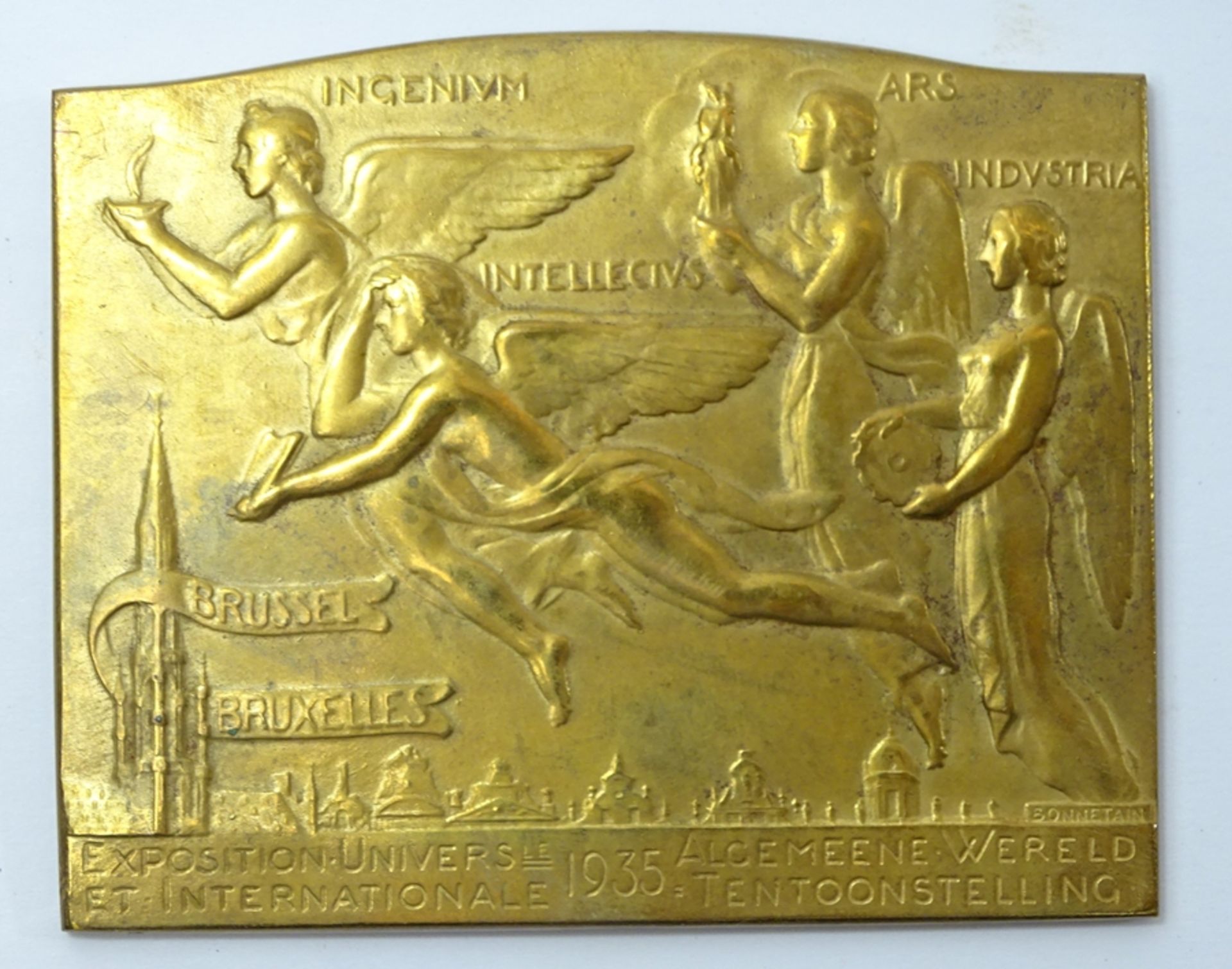 Medaille Exposition universelle et internationale 1935, Brüssel, Entwurf: A. Bonnetain, Bronze, 8 x - Bild 2 aus 2