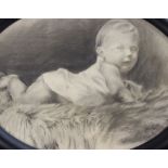 Voigt '97, Kinderportrait, wohl Kohlezeichnung, oval gerahmt/Glas, RG 35 x 45cm.