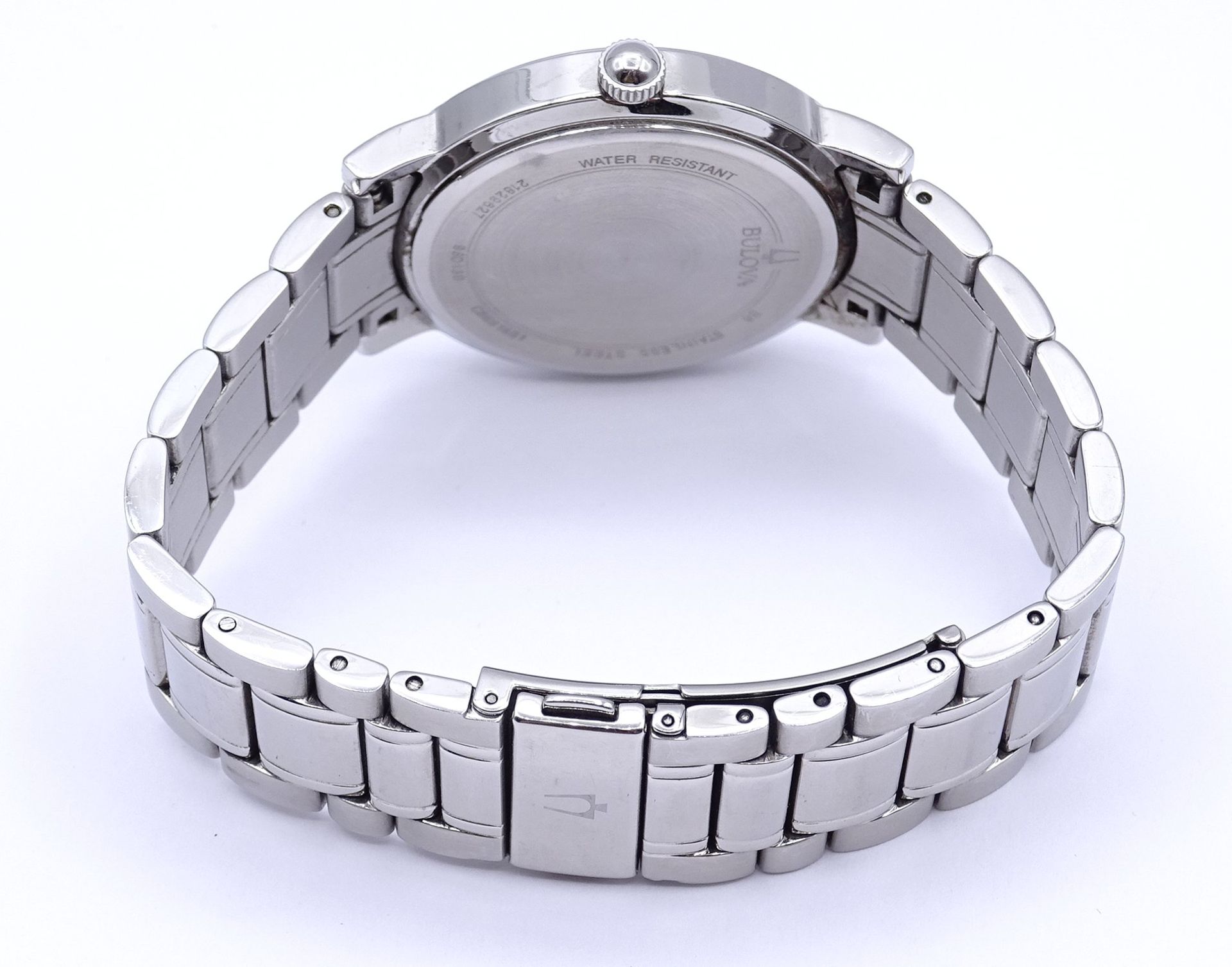 Herren Armbanduhr BULOVA, Quartzwerk, Stahl, D. 40mm, Funktion nicht geprüft, Tragespuren am Band,  - Bild 5 aus 7