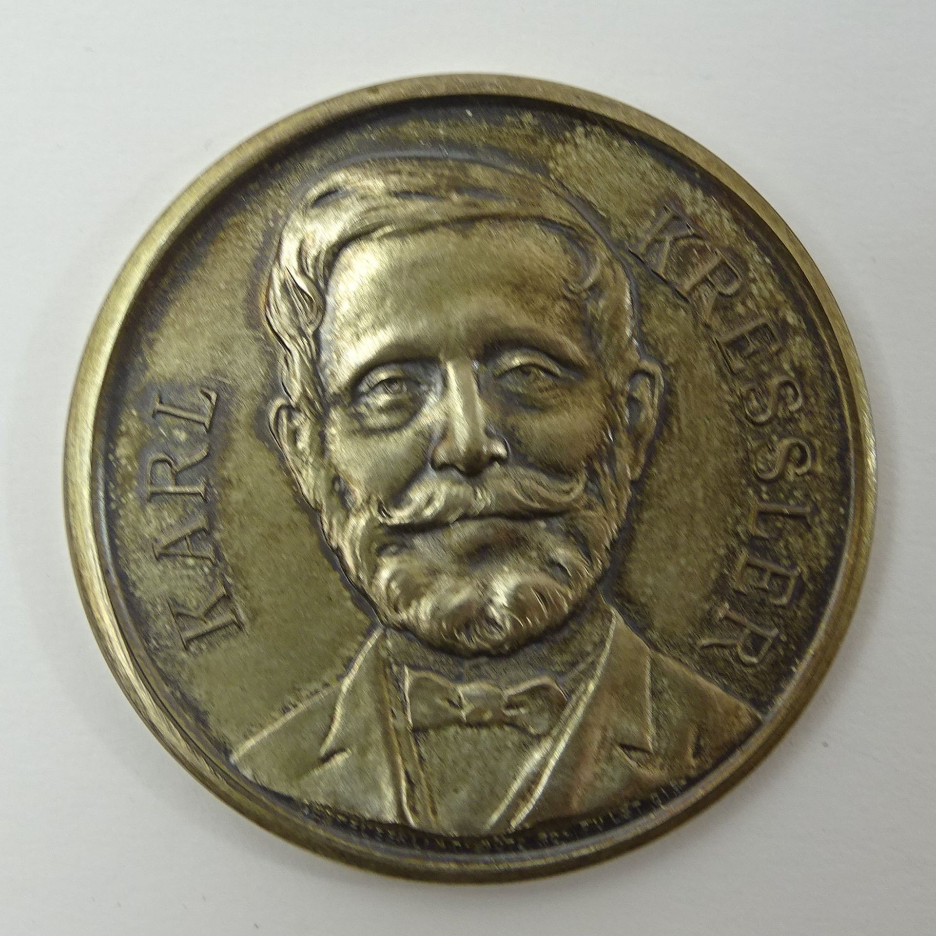 Medaille Karl Kressler, Kupfer, Verdienst um Stenographie 1925-33, in Etui mit Widmung, Ø 3,8 cm - Bild 2 aus 4