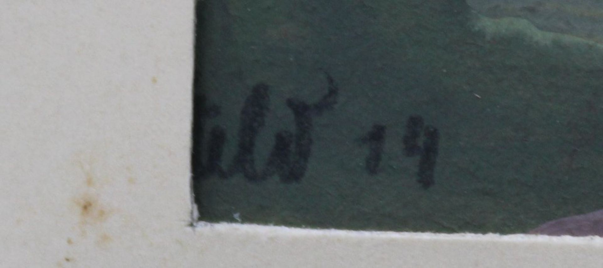 Aquarell, undeutl. signiert, datiert (19)14, Landschaft mit Mühle, ungerahmt, BG 35 x 36,3cm, MG 13 - Bild 3 aus 4