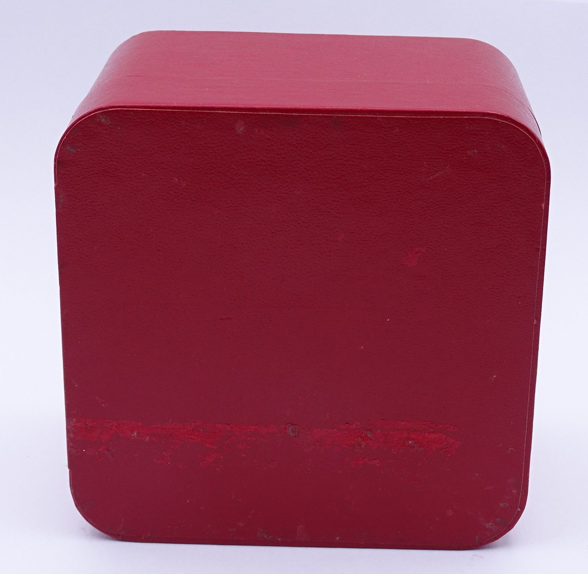 rote OMEGA Uhrenbox, 7 x 10,5 x 10,5cm, tw. Gebrauchsspuren - Bild 5 aus 5