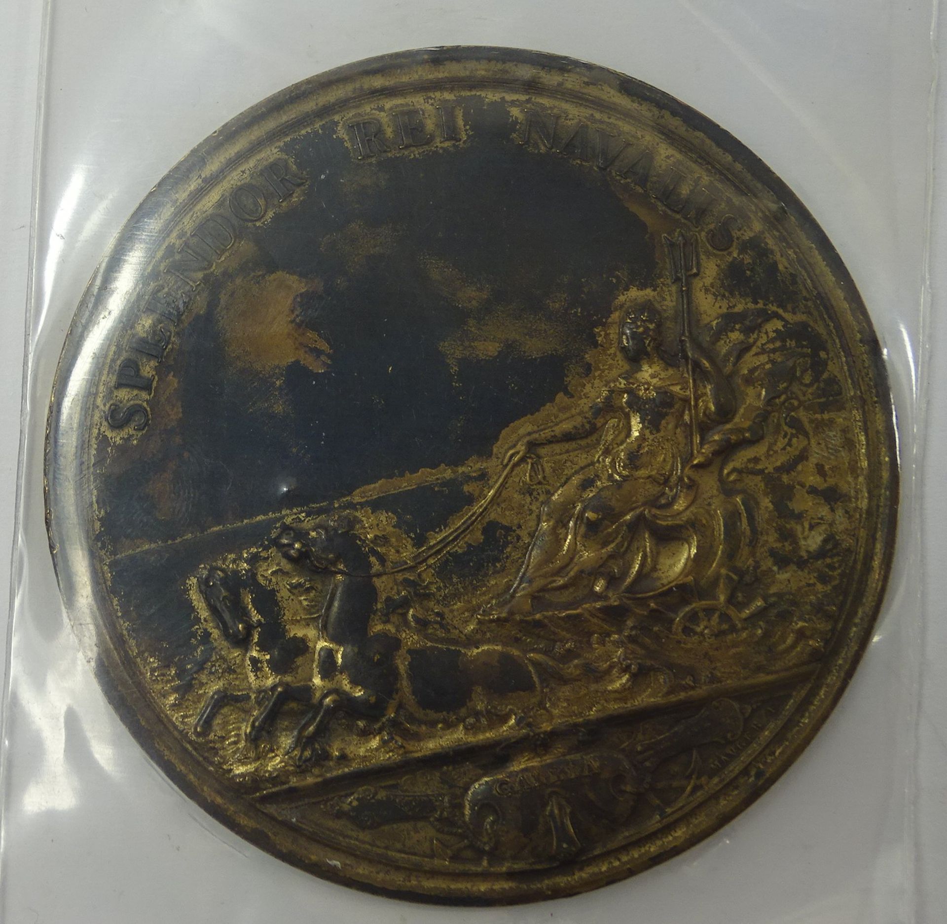 Repro Revers Medaille Louis XIV "Splendor Rei Navalis" nach einem Entwurf von F. Mauger um 1700, Ku