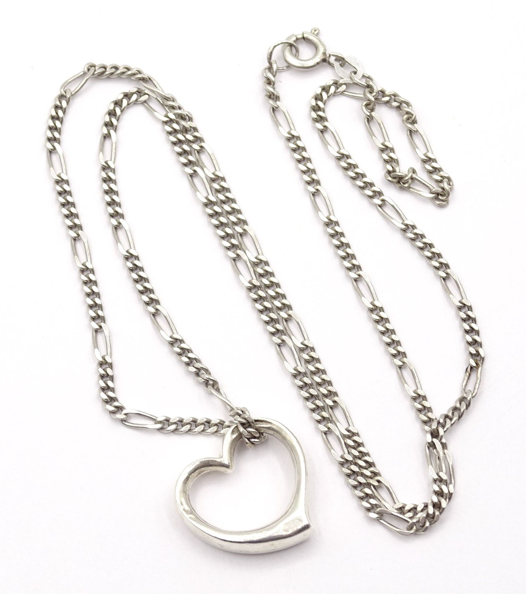 Herren Halskette mit Herzanhänger, Sterling Silber 0.925, L. 44cm, zus. 4,8g.