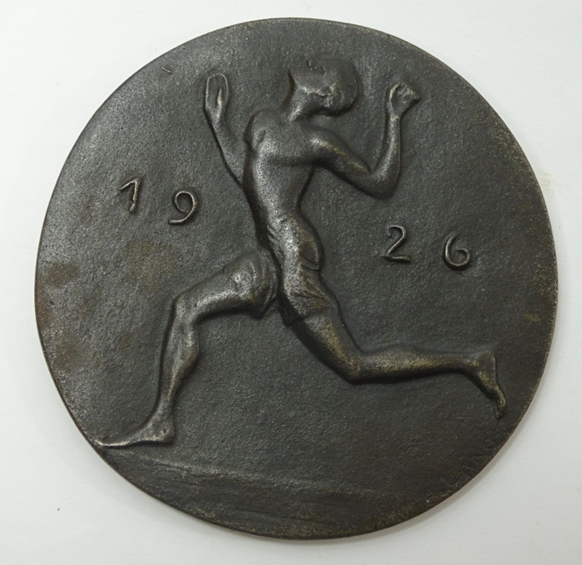 Medaille Hochschul-Turn- und Sportfest Dresden 1926, Eisen, Entwurf A. Lange, Ø 8,5 cm - Bild 2 aus 2