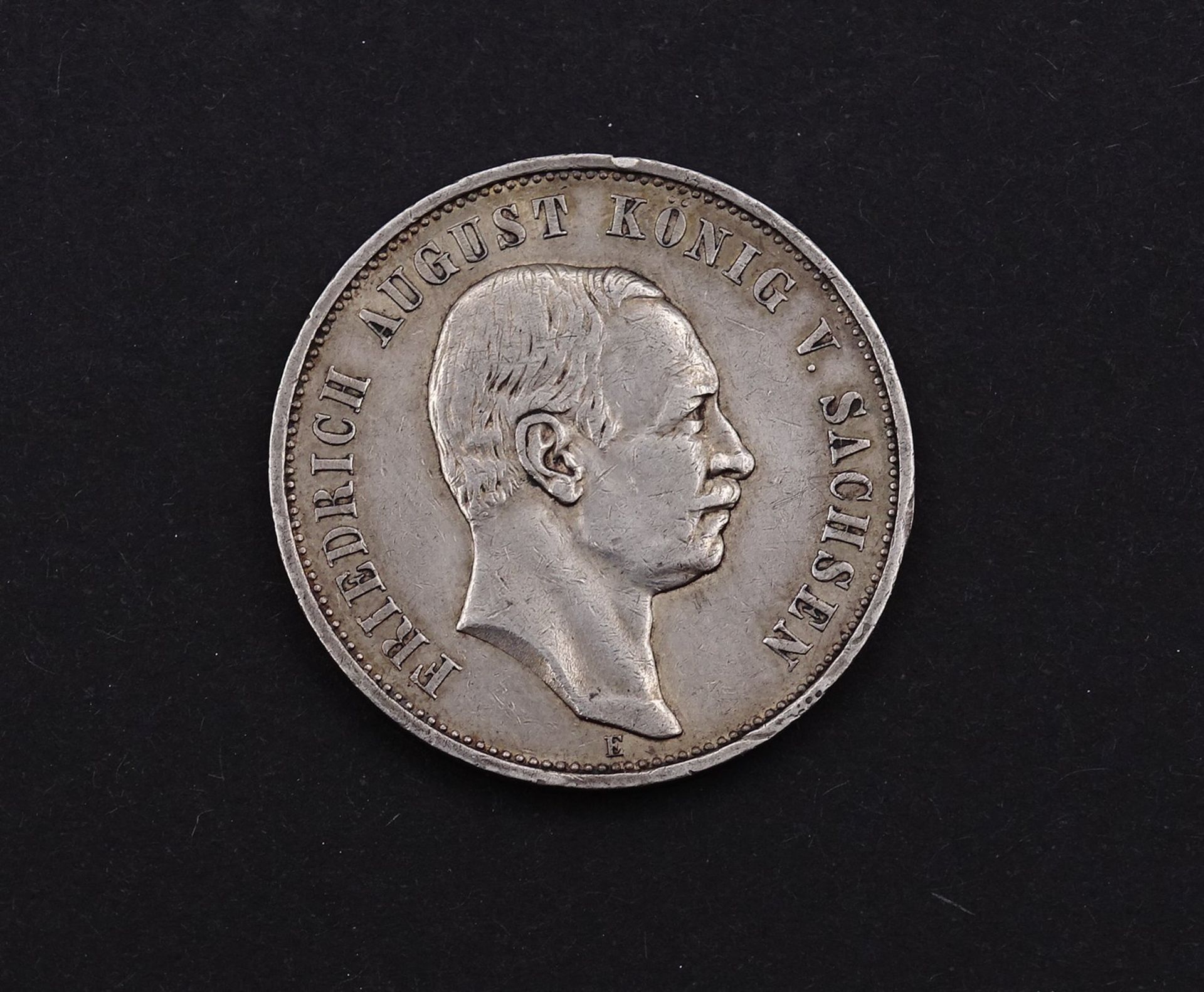 Drei Mark 1912 Friedrich August König von Sachsen E, 16,59g.,D. 32,8mm