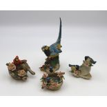 5x div, Vogelgruppen, Capodimonte, Italien, alle mit Chips/Bestossungen, ca. H-20cm, Taubenpaar B-2