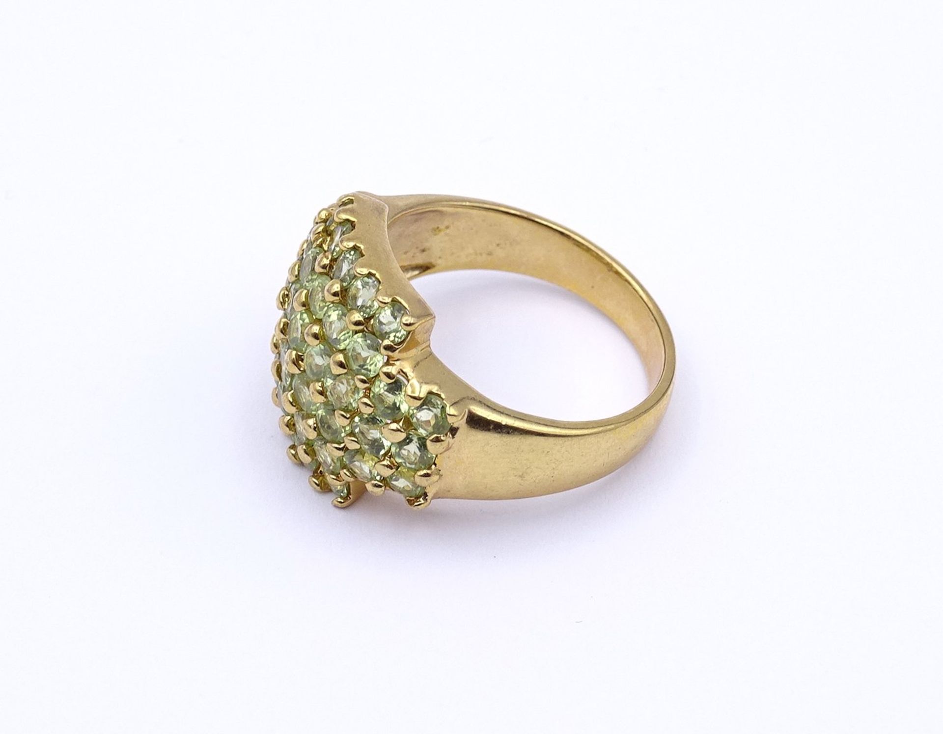 Silber Ring mit rund facc. Peridots, Sterling Silber 0.925 - vergoldet, 10,5g., RG 65 - Bild 4 aus 5