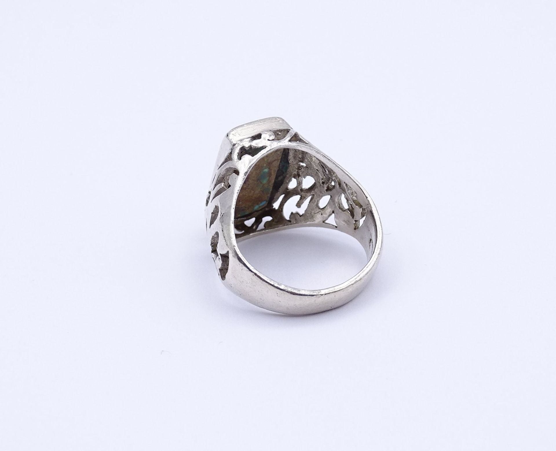 Ring mit grünem Halbedelstein, Sterling Silber 0.925, 8,9g., RG 60 - Bild 4 aus 4